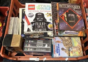 TRAY OF STAR WARS MAGAZINES& BOOKS WITH STARWARS VIDEO BOX SET