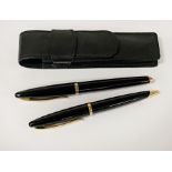 1 X 18CT GOLD NIBBED WATERMAN PEN WITH ANOTHER WATERMAN BALLPOINT