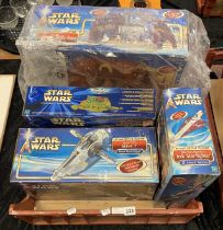 TRAY OF STAR WARS ATTACK OF THE CLONES BOXED TOYS INCL. GEONOSIS BATTLE ARENA, JANGO FETTS SLAVE 1