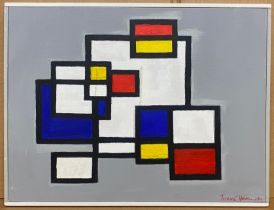 ACRYLIC ON PANEL - HOMAGE TO MONDRIAN BY TERENCE V HOWE 40CM X 30CM