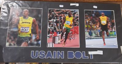 USUAIN BOLT SIGNED PRINT WITH COA TO REVERSE