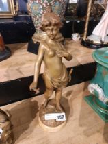 SIGNED BRONZE GIRL - APPROX 33.5CMS H