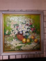 YURI KUCHINOV (XX CENTURY) ''FLOWERS & APPLES'' OIL ON CANVAS 43CMS X 43CMS