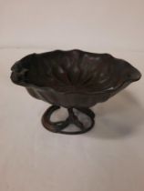 BRONZE FROG ON LILY PAD BOWL -20CM D