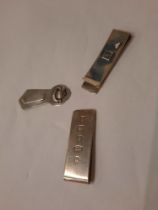 COLLECTION OF HM SILVER MONEY CLIPS INCL. GUCCI, CARRS & DANISH MONEY CLIP