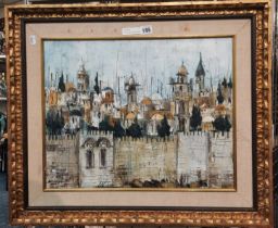 EDWARD BEN AVRAM ''VIEW OF THE OLD CITY'' - APPROX 39.5CM H X 49.5CMS W - INNER FRAME