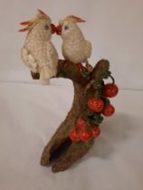 CHINESE CERAMIC PARROTS A/F - 33.5CMS H