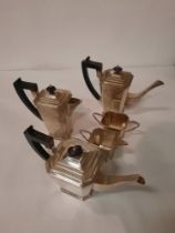 ART DECO SILVER H/M SILVER TEASET 76OZS APPROX