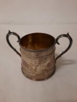 VICTORIAN H/M SILVER TWIN HANDLED JUG 13OZ (IMP) APPROX