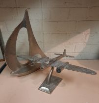 2 CAST ALUMINIUM MODELS PLANE /BOAT