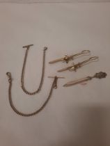 COLLECTION OF INTERESTING ITEMS INCL. 2 BOOKMARKS, LETTER OPENERS & ALBERT CHAINS