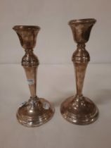 PAIR OF HM SILVER CANDLESTICKS A/F