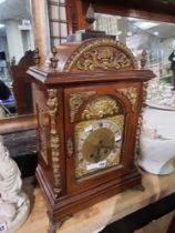 MOORE & CO ORNATE BRASS EMBELLISHED MANTLE CLOCK - LARGE - 62 CMS (H) APPROX