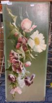 STILL LIFE FLORAL OIL ON BOARD - SIGNED - 75.8 X 32.8 CMS APPROX