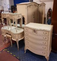 SIX PIECE QUEEN ANNE STYLE WHITE BEDROOM SUITE