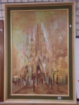 HEINRICK CLOETE CATHEDRAL STUDY - SIGNED OIL ON BOARD 75CM X 105CM