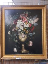 OIL ON CANVAS OF FLORAL STUDY - 75 X 62 CM APPROX PICTURE ONLY