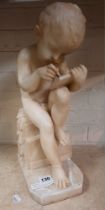 ALABASTER FIGURE OF A BOY (19TH CENTURY) BASE REPAIRED A/F - 44 CMS (H) APPROX
