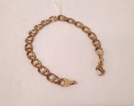 9CT GOLD ANCHOR LINK BRACELET - APPROX 22 GRAMS- SMALL REPAIR