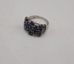STERLING SILVER SAPPHIRE RING - SIZE P