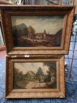 PAIR OF GILT FRAMED OILS A/F