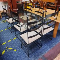 WROUGHT IRON TABLE & 6 CHAIRS