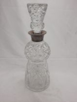 CRYSTAL & SILVER RIMMED DECANTER - 32.5 CMS (H) APPROX