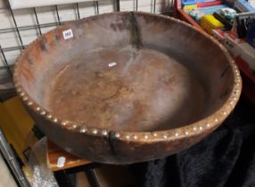 EARLY LEATHER CLAD BOWL