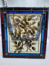 TWO STAINED GLASS PANELS - 36 X 32 CMS APPROX