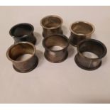SET OF 6 HM SILVER NAPKIN RINGS - 5 OZS APPROX