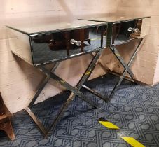 PAIR OF GLASS SIDE TABLES