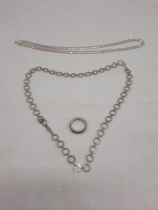 2 X STERLING SILVER CHAINS & RING - 1.48 OZS APPROX