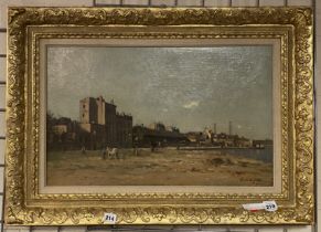 CAMILLE EMILE DUFOUR (1841-1933) OIL ON CANVAS ''LE QUAI D'AUTEUIL'' SIGNED 40CM X 60CM - HAS BEEN