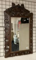 EARLY CARVED OAK MIRROR - A/F