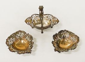 3 PIERCED H/M SILVER DISHES - 5OZS APPROX