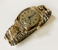 1920S BUBBLEBACK 9CT CASED WATCH BY WATCHES LTD - WORKING