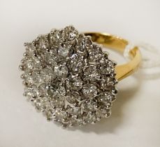 18CT YELLOW & WHITE GOLD CLUSTER RING SIZE K/L - 11.5 GRAMS APPROX