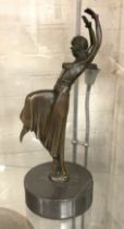 DEMETRE CHIPARUS - BRONZE SCULPTURE - A DANCING FEMALE - SIGNED CHIPARUS - MEASURES 25 CMS HIGH