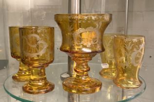 YELLOW GLASS NEOCLASSICAL DRINKING VESSELS