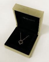 VAN CLEEF ARPELS BLACK ONYX ALHAMBRA COLLECTION 18CT PENDANT & CHAIN IN ORIGINAL BOX