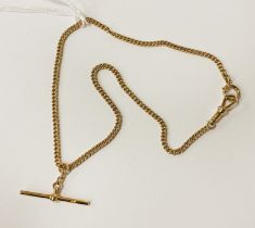 18 CT. GOLD & BAR ALBERT CHAIN - 15.1 GRAMS APPROX