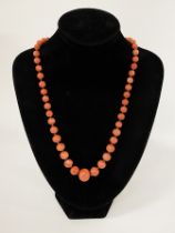 CORAL NECKLACE WITH 9CT GOLD CLASP