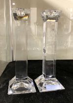 PAIR OF VILLEROY & BOCH CRYSTAL CANDLESTICKS