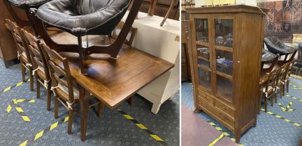 MATCHING DINING TABLE, 6 CHAIRS & CABINET