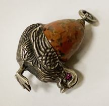 RUSSIAN SILVER AGATE EGG PENDANT