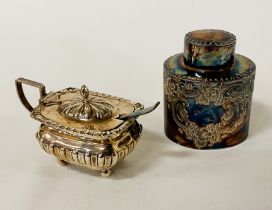 H/M SILVER LIDDED POT WITH A H/M SILVER SUGAR POT - 5OZ APPROX