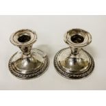 PAIR OF SILVER CANDLESTICKS 7.5CMS (H) APPROX