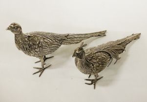 2 SILVER PHEASANT FIGURES - 12OZS APPROX