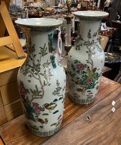 PAIR OF LARGE CHINESE VASES WITH CHICKENS