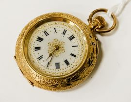 14 CT. GOLD ENAMELLED POCKET WATCH - WORKING 29.1 GRAMS (TOTAL APPROX)